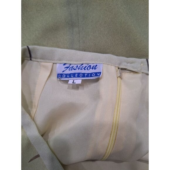 EUC Fashion Collection Lined Light Green Skirt With Floral Design/Size L - Picture 4 of 4